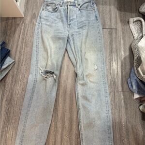 Denim Forum Light Blue Straight Leg Jeans